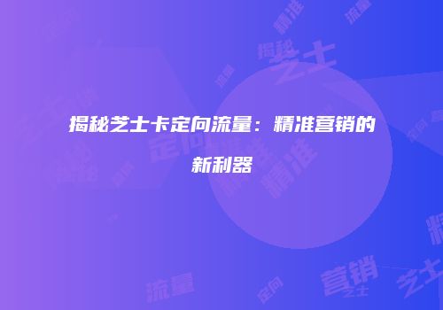 揭秘芝士卡定向流量：精准营销的新利器