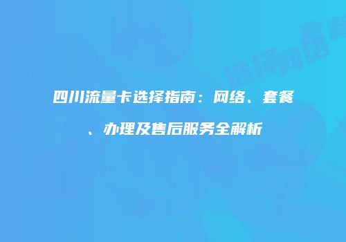 四川流量卡选择指南：网络、套餐、办理及售后服务全解析