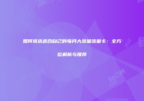 如何挑选适合自己的每月大流量流量卡：全方位解析与推荐