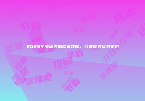 2025年节省流量成本攻略：多维度选择与策略
