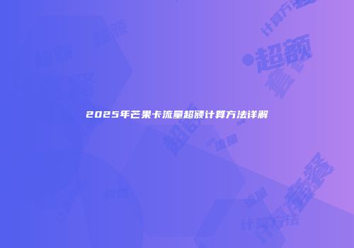 2025年芒果卡流量超额计算方法详解