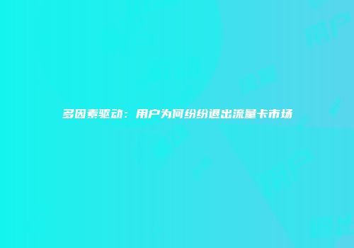 多因素驱动：用户为何纷纷退出流量卡市场