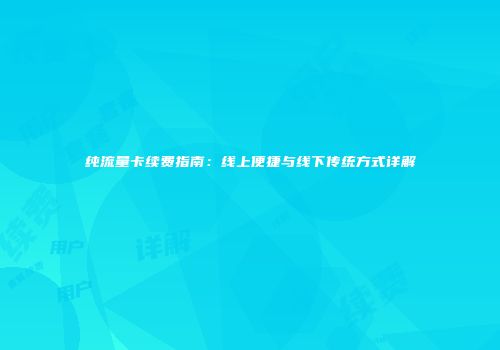 纯流量卡续费指南：线上便捷与线下传统方式详解