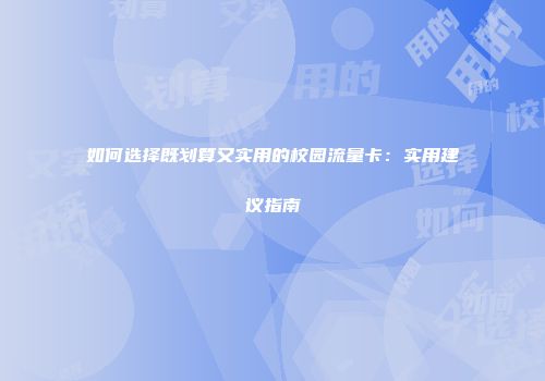 如何选择既划算又实用的校园流量卡：实用建议指南