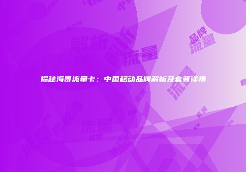 揭秘海哥流量卡：中国移动品牌解析及套餐详情
