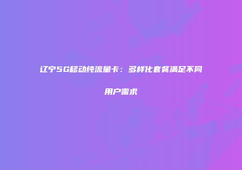 辽宁5G移动纯流量卡：多样化套餐满足不同用户需求