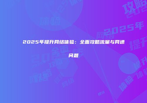 2025年提升网络体验：全面攻略流量与网速问题