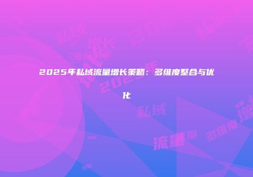 2025年私域流量增长策略：多维度整合与优化