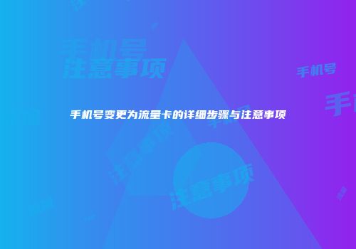 手机号变更为流量卡的详细步骤与注意事项