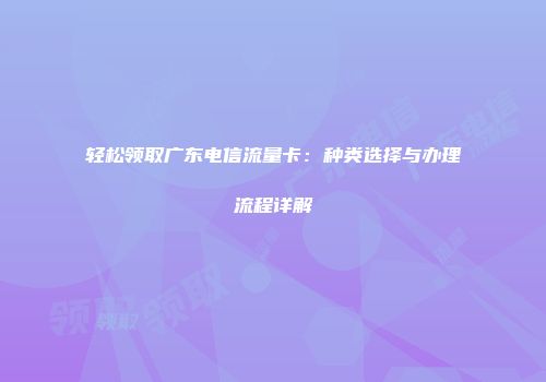 轻松领取广东电信流量卡：种类选择与办理流程详解