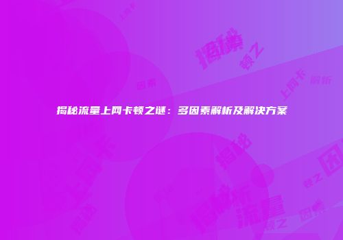 揭秘流量上网卡顿之谜：多因素解析及解决方案