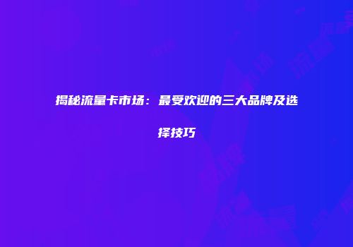 揭秘流量卡市场：最受欢迎的三大品牌及选择技巧