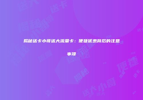 揭秘送卡小哥送大流量卡：便捷优惠背后的注意事项