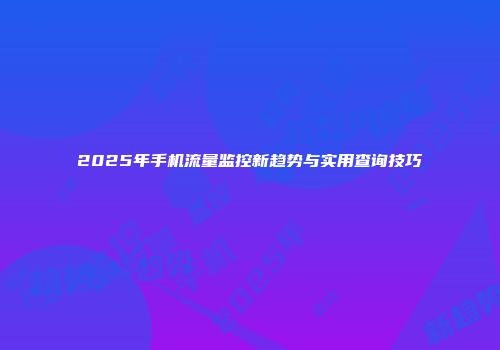 2025年手机流量监控新趋势与实用查询技巧