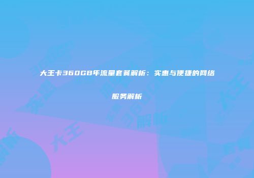 大王卡360GB年流量套餐解析：实惠与便捷的网络服务解析
