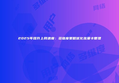 2025年提升上网速度：多维度策略优化流量卡管理