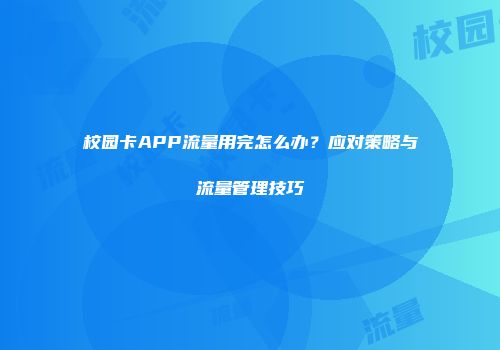 校园卡APP流量用完怎么办？应对策略与流量管理技巧
