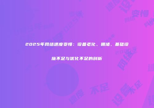 2025年网络速度变慢：设备老化、拥堵、基础设施不足与优化不足的剖析