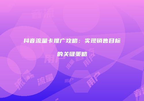 抖音流量卡推广攻略：实现销售目标的关键策略