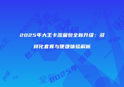 2025年大王卡流量包全新升级：多样化套餐与便捷体验解析