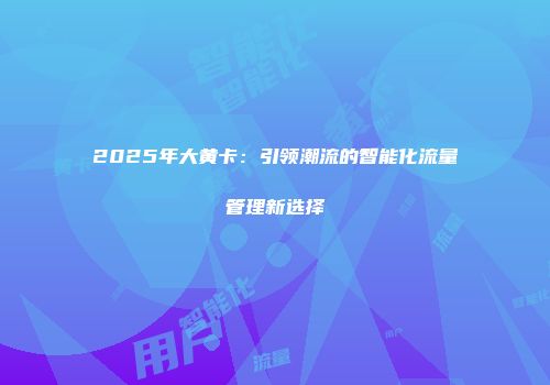 2025年大黄卡：引领潮流的智能化流量管理新选择