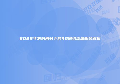2025年农村回归下的4G网络流量瓶颈解析