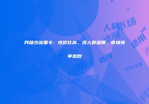 月租少流量卡：性价比高，多人群适用，市场竞争激烈