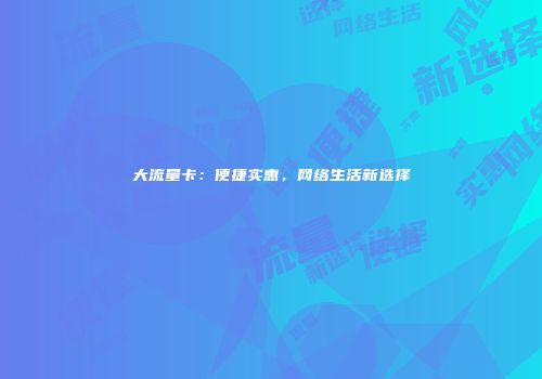 大流量卡：便捷实惠，网络生活新选择