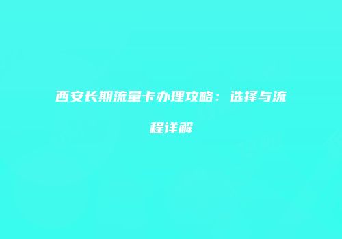 西安长期流量卡办理攻略：选择与流程详解