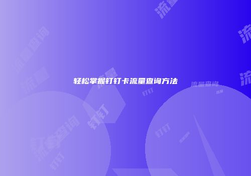 轻松掌握钉钉卡流量查询方法