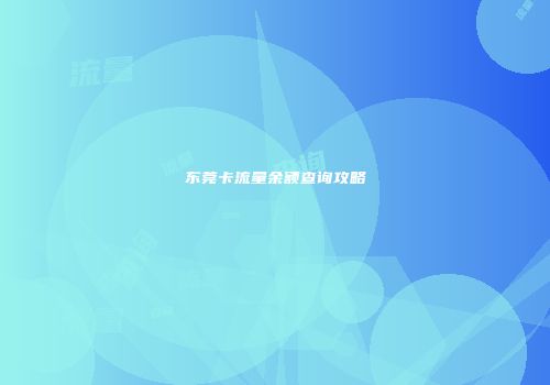 东莞卡流量余额查询攻略