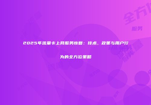 2025年流量卡上网服务恢复：技术、政策与用户行为的全方位策略