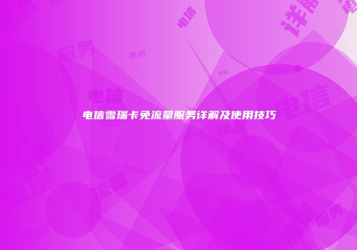 电信雪瑞卡免流量服务详解及使用技巧