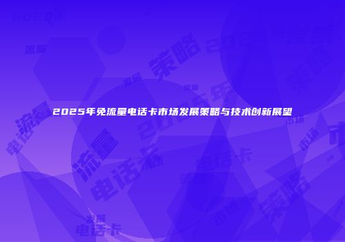 2025年免流量电话卡市场发展策略与技术创新展望
