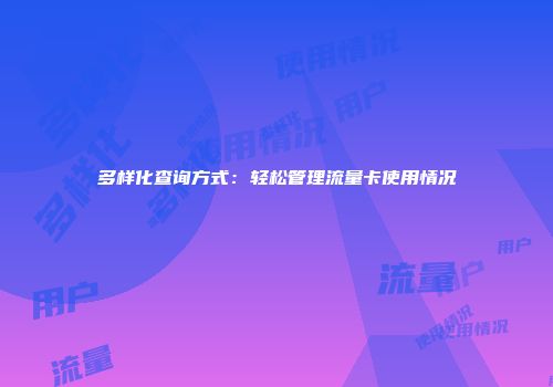 多样化查询方式：轻松管理流量卡使用情况