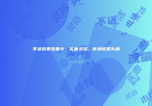 不送话费流量卡：实惠灵活，市场崭露头角