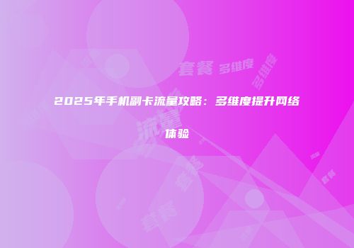 2025年手机副卡流量攻略：多维度提升网络体验