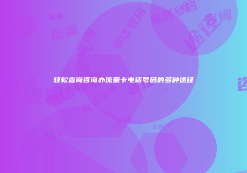 轻松查询咨询办流量卡电话号码的多种途径