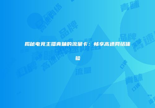 揭秘电竞主播青睐的流量卡：畅享高速网络体验