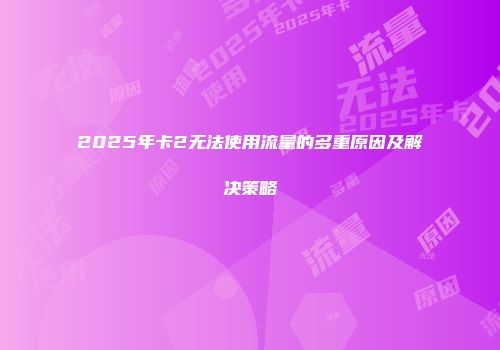 2025年卡2无法使用流量的多重原因及解决策略