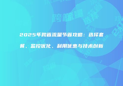2025年跨省流量节省攻略：选择套餐、监控优化、利用优惠与技术创新