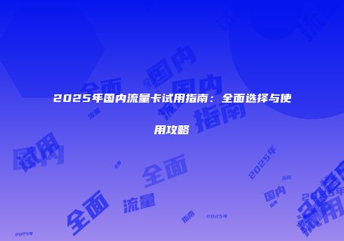 2025年国内流量卡试用指南：全面选择与使用攻略