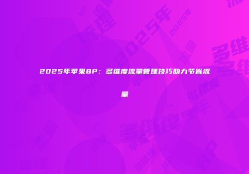 2025年苹果8P：多维度流量管理技巧助力节省流量