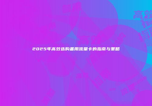 2025年高效选购备用流量卡的指南与策略