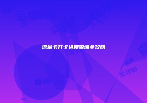 流量卡开卡进度查询全攻略