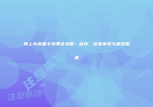 网上办流量卡消费全攻略：选择、注意事项与售后服务