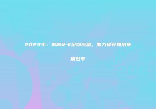 2025年：揭秘花卡定向流量，助力提升网络使用效率