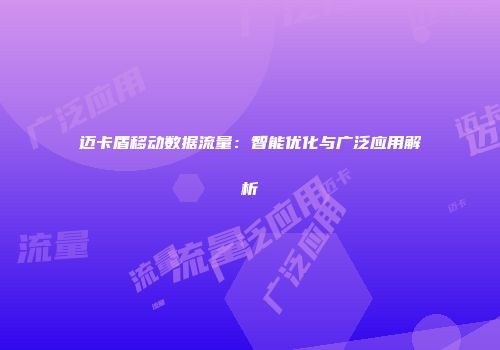 迈卡盾移动数据流量：智能优化与广泛应用解析