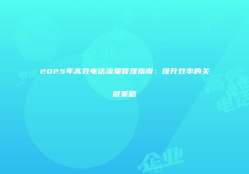 2025年高效电话流量管理指南：提升效率的关键策略