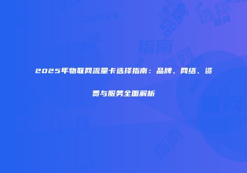 2025年物联网流量卡选择指南：品牌、网络、资费与服务全面解析